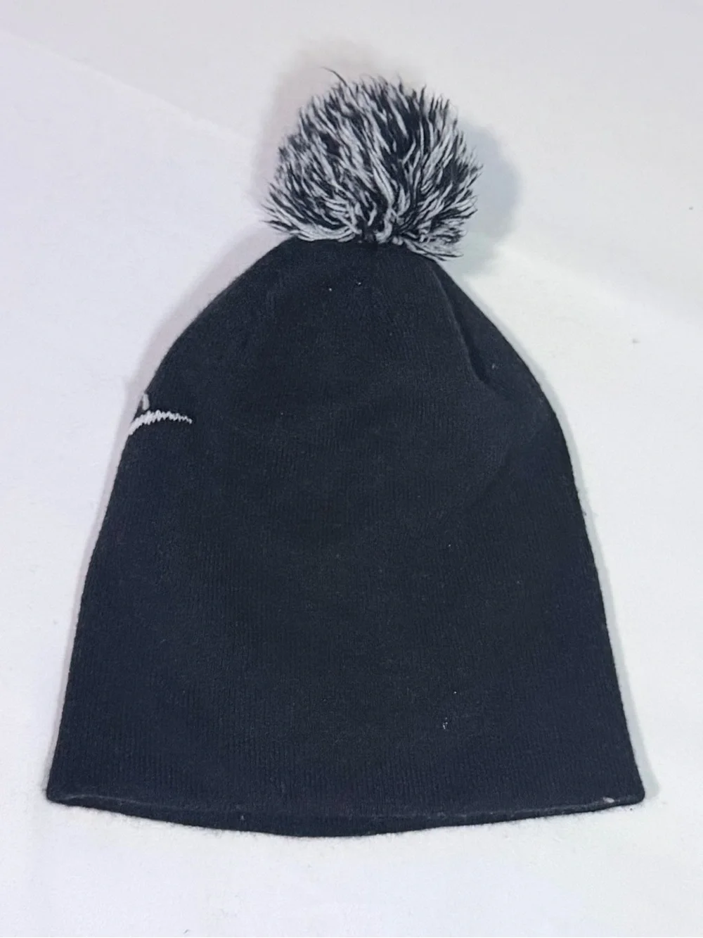 Nike Black and White Pom Pom Kids Beanie